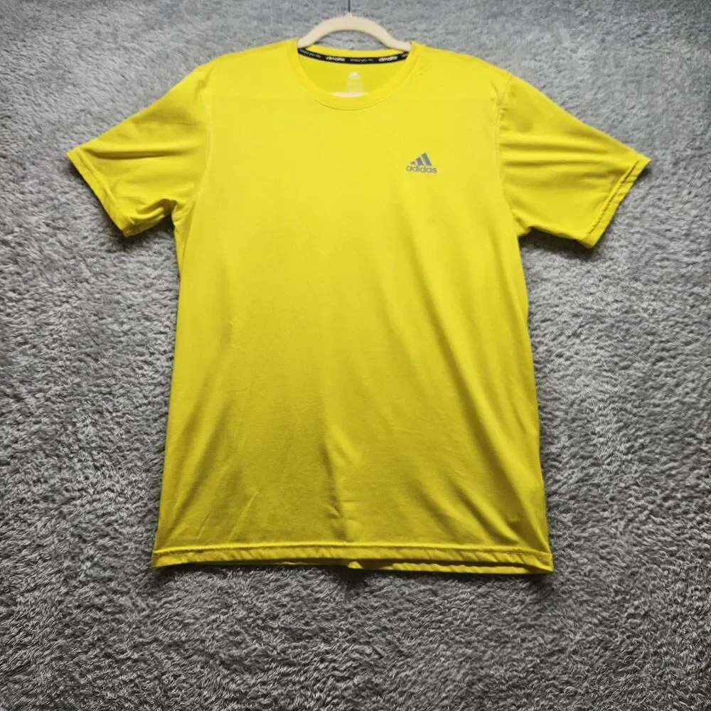 Adidas Climalite Mens Yellow Shirt Size Medium Athletic Sports Workout Running